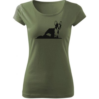 ZZ T-ričko Boston Terrier dámske tričko Khaki