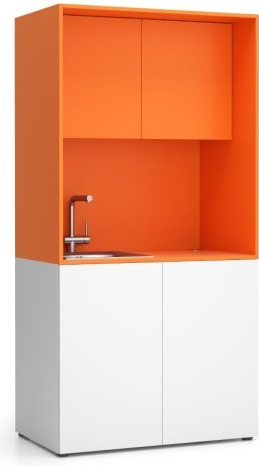 Kuchynka PLAN NIKA s drezom a batériou 1000 x 600 x 2000 mm oranžová ľavé