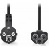 NEDIS napájecí kabel/ Typ F zástrčka - IEC-320-C5/ přímý/ úhlový/ trojlístek/ černý/ bulk/ 5m CEGL10100BK50