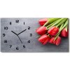 Vodorovné Sklenené hodiny na stenu Červené tulipány 60x30 cm