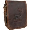 Hnedá kožená crossbody taška JELEŇ 18 x 15 cm