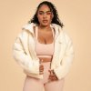 GymBeam Dámská bunda Hoodie Bliss Ivory - BeastPink L