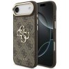 Guess zadný kryt pre iPhone Air, PU Koža 4G Metal Logo Gold Frame - hnedá