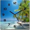 Sklenené hodiny štvorec Maledivy pláž 30x30 cm