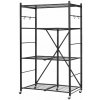SucceBuy Skladacie police čierne 4-poschodové 53x91x152CM uhlíková oceľ Q235A