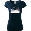 Panoráma lyžovania - Dámske tričko Pure - L ( Tmavomodrá (takmer čierna) )
