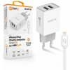 ALIGATOR Chytrá sieťová nabíjačka 2,4A, 2xUSB, smart IC, biela, USB kábel pre iPhone / iPad CHA0036