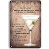 Ceduľa Gin Martini 30cm x 20cm Plechová tabuľa
