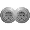 | Kliklap - Dvojitá retro domová zásuvka s rámčekom SCHUKO 230V sivá | 2xKA0053+2xKA0111