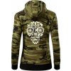 Bike lebka - Mikina dámska trendy zipper s kapucňou - L ( Zelený maskáč )