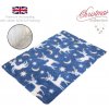 DRYBED Premium Vet Bed XMAS Vianočné soby modrý 150 x 100 cm