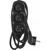 EMOS SK s.r.o. Predlžovací kábel 2 m / 3 zásuvky / čierny / PVC / 1 mm2 - PC0312