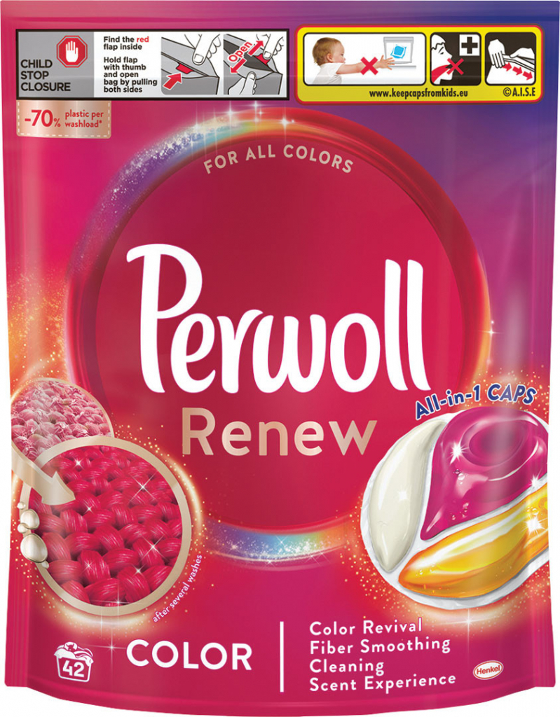 Perwoll Renew & Care Caps Color kapsule na pranie 42 ks
