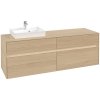 VILLEROY & BOCH Collaro závesná skrinka pod umývadlo na dosku (umývadlo vľavo), 4 zásuvky, s LED osvetlením, 1600 x 500 x 548 mm, Nordic Oak, C078B0VJ