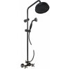 Sprchový systém RAV SLEZÁK Morava Retro s držiakom sprchy a sprchovou hadicou čierna matná/stará mosadz MK181.0/7CMATSM