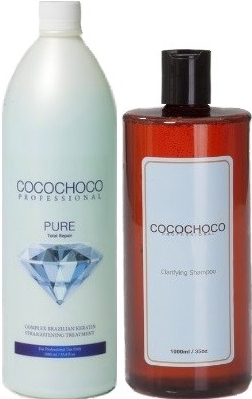 Cocochoco Professional Brazílsky Keratín Pure 1000 ml + čistiaci šampón 1000 ml darčeková sada