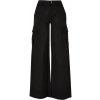 Ladies High Waist Wide Leg Twill Cargo Pants - black 28