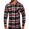Červená pánska flanelová košeľa s károvaným vzorom a dlhými rukávmi Bolf 2025-3