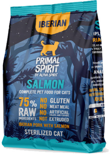 Alpha Primal spirit Iberian pre kastrované mačky Salmon 75% 1 kg
