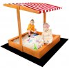Detské drevené pieskovisko so strieškou Baby Mix 120x120 cm červeno-biele
