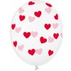 Balón Strong 30cm Srdiečka červené, priesvitný