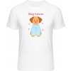Mymate Predĺžené Tričko MY111 - Nápis Dog Lover a psík - White / White - XXL - Pánske