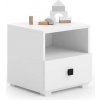 Nočný stolík Emi biely, čierna úchytka