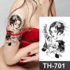REBELULU Vodeodolné dočasné tetovačky pre ženy Fejkové tetovanie Dočasné tetovanie Woman Flower Samurai Sword Warrior Soldier Body Art Arm Fake Tattoo Men Women