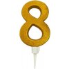 TORO Tortová sviečka číslica 8 zapichovacia 16 cm, zlatá