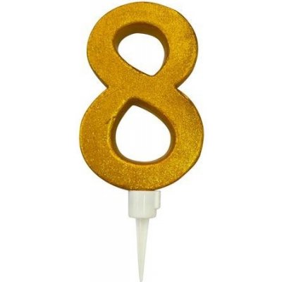 TORO Tortová sviečka číslica 8 zapichovacia 16 cm, zlatá