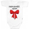 Body krátky rukáv s vtipným textom Baby Nellys Nejkrásnější dárek biele