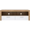 BRW Tv stolík BALDER RTV2S dub riviera/biely lesk drevo 135 cm x 48 cm x 42 cm