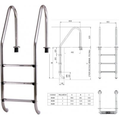 Fluidra Standart V2A - rebrík do bazénu 4 stupně