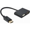 Gembird adaptér DisplayPort (M) na HDMI (F) + VGA (F), kábel 0.1m, čierny A-DPM-HDMIFVGAF-01