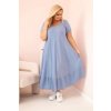 Fashionweek Dámske šaty plus size s krátkym rukávom a volánom z ľahkej viskózy K21682 Farba: Jeans, Veľkosť: PLUS SIZE