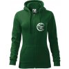 Volejbal lopta prso - Mikina dámska trendy zipper s kapucňou - L ( Fľaškovozelená )