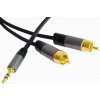 PremiumCord Stereo audio kábel 3.5 mm jack na 2x RCA, pozlátené konektory DĹŽKA: 1,5m
