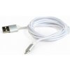 GEMBIRD Kabel USB 2.0 Lightning (IP5 a vyšší) nabíjecí a synchronizační kabel, opletený, 1,8m, stříbrný, blis CCB-mUSB2B-AMLM-6-S