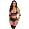 Cottelli Bondage Elegant Floral Quarter Cup Bra Set 2221322 Purple 80B/M