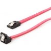 Gembird SATA III dátový kábel 50cm s 90° ohnutím, kovové spony, červený CC-SATAM-DATA90