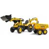 Falk Falk Šliapací traktor 2086W Komatsu s bagrom a Maxi vyklápacím prívesom - žltý FA2086W