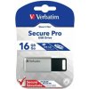 Verbatim USB flash disk, USB 3.0, 16GB, Secure Pro, Store N Go, strieborný, 98664, USB A, AES 256-bit šifrovanie, s výsuvným kon