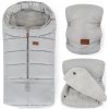 Petite&Mars Zimný set Jibot 3v1 + rukavice na kočík Jasie Steel sivý