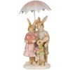 Clayre & Eef Dekorácia rodinka králiky pod dáždnikom - 9*9*19 cm - Clayre & Eef