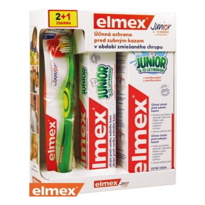 ELMEX Junior systém 1 set - Elmex Junior Systém zubná kefka + zubná pasta 75 ml + ústna voda 400 ml darčeková sada