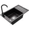 MEXEN/S MEXEN/S - Elias granitový drez 1 s odkvapkávačom vrátane batérie Telma, čierna 6511-77-670200-70