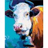 ZUTY Maľovanie podľa čísel KRAVA NA MODROM POZADÍ Rámovanie bez rámu a bez vypnutia plátna Rozmer 80x100 cm