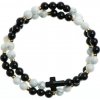 Wrap Glosery náramok s lesknúcim krištáľom v tvare krížika od Swarovski®, pozlátené stopery, lesklý / matný čierny achát a howlite 4-6mm Obvod zápästia: S 16 cm, Krížik: patina čierna, Kameň / priemer