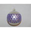 ONREX Vianočná ozdoba sklenená guľa biela/fialová ornament pr. 8 cm