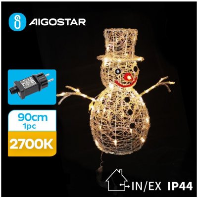 Aigostar-LED Vonkajšia vianočná dekorácia LED 3,6W 31 230V 2700K 90cm IP44 snehuliak AI0476